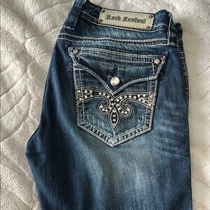 Rock Revival Denim Jeans with Intricate Stitching